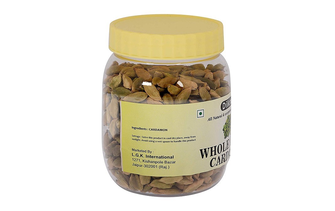Dilkhush Whole Green Cardamon    Plastic Jar  100 grams